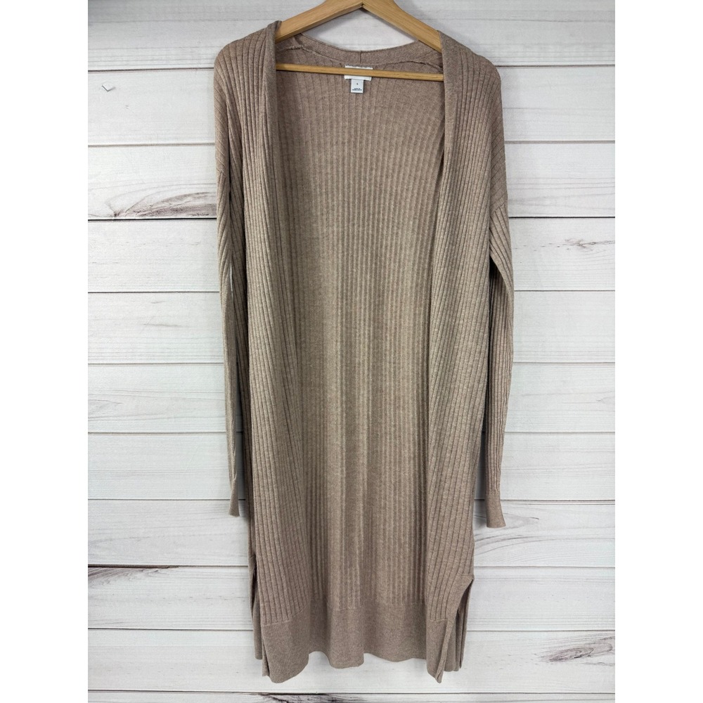 Old Navy Ribbed Longline Open Front Cardigan Tan Size Small READ